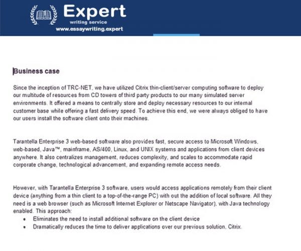 project writing example
