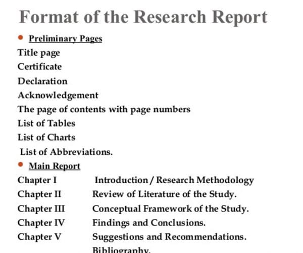 research report writing format